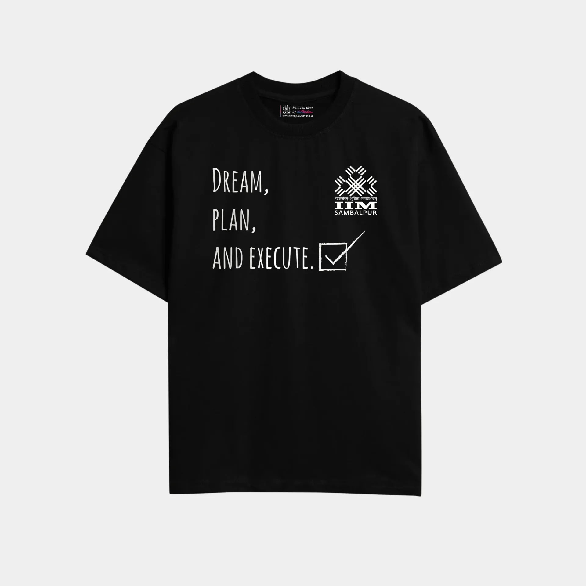 Oversized Tshirt - IIM Sambalpur (Black, S)